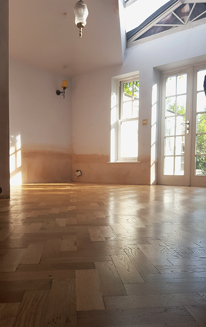 Reclaimed oak parquet floor installation & refinishing London and Surrey